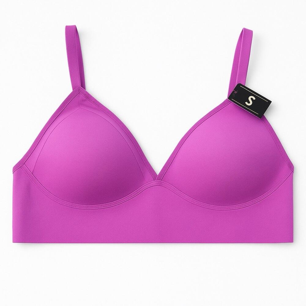 Maidenform MBT105 Women’s Mesh Trim Triangle Bralette Magenta L Lightly Lined
